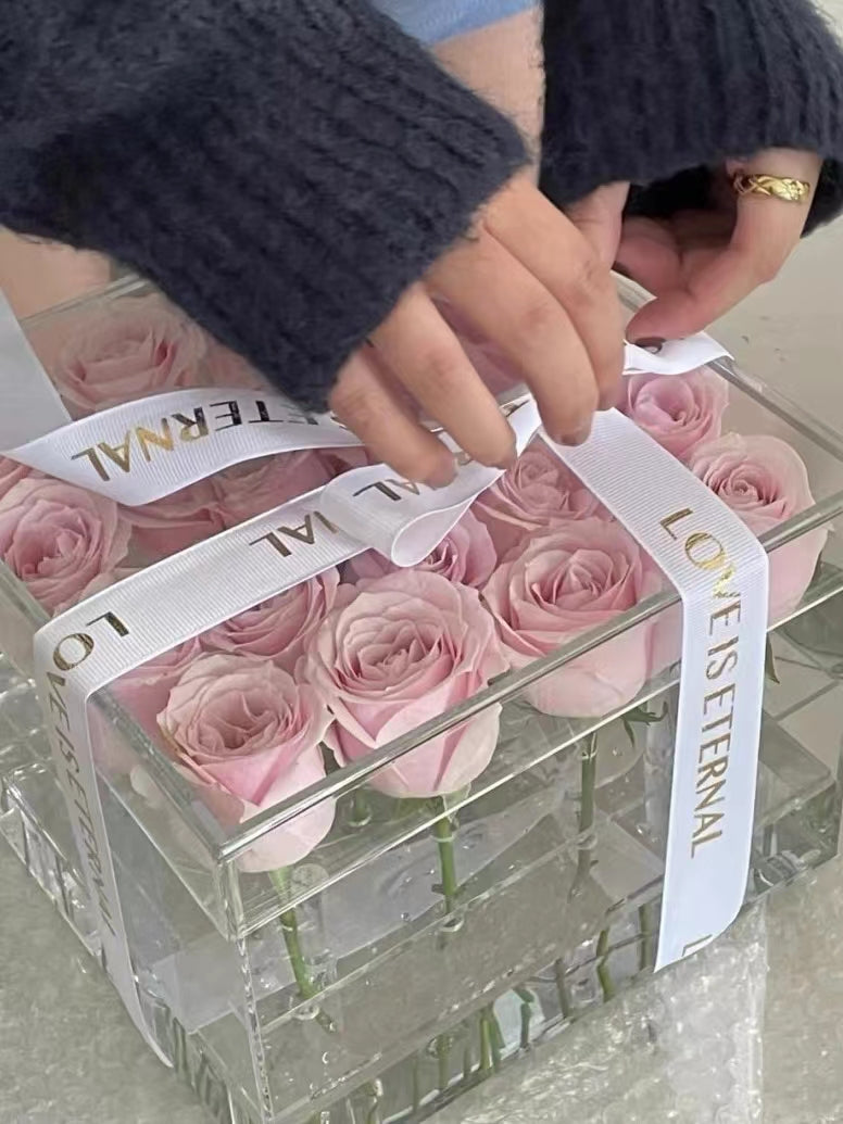 Crystal Cube Rose Gift