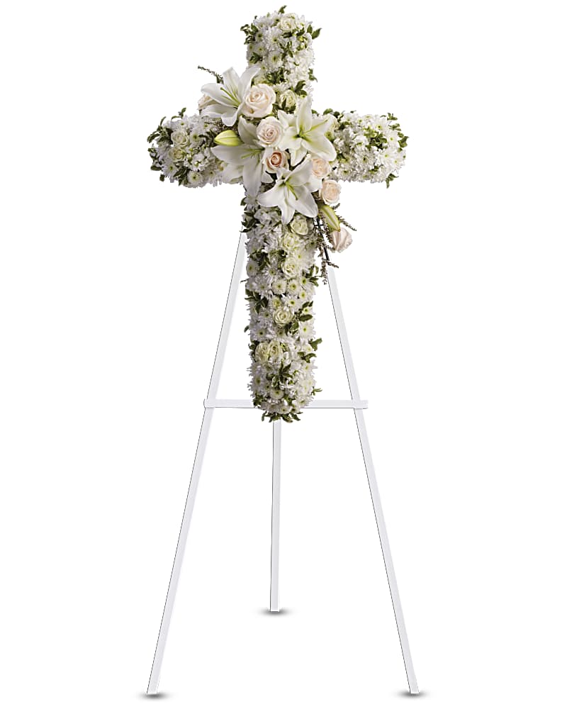 White Cross Standing Spray