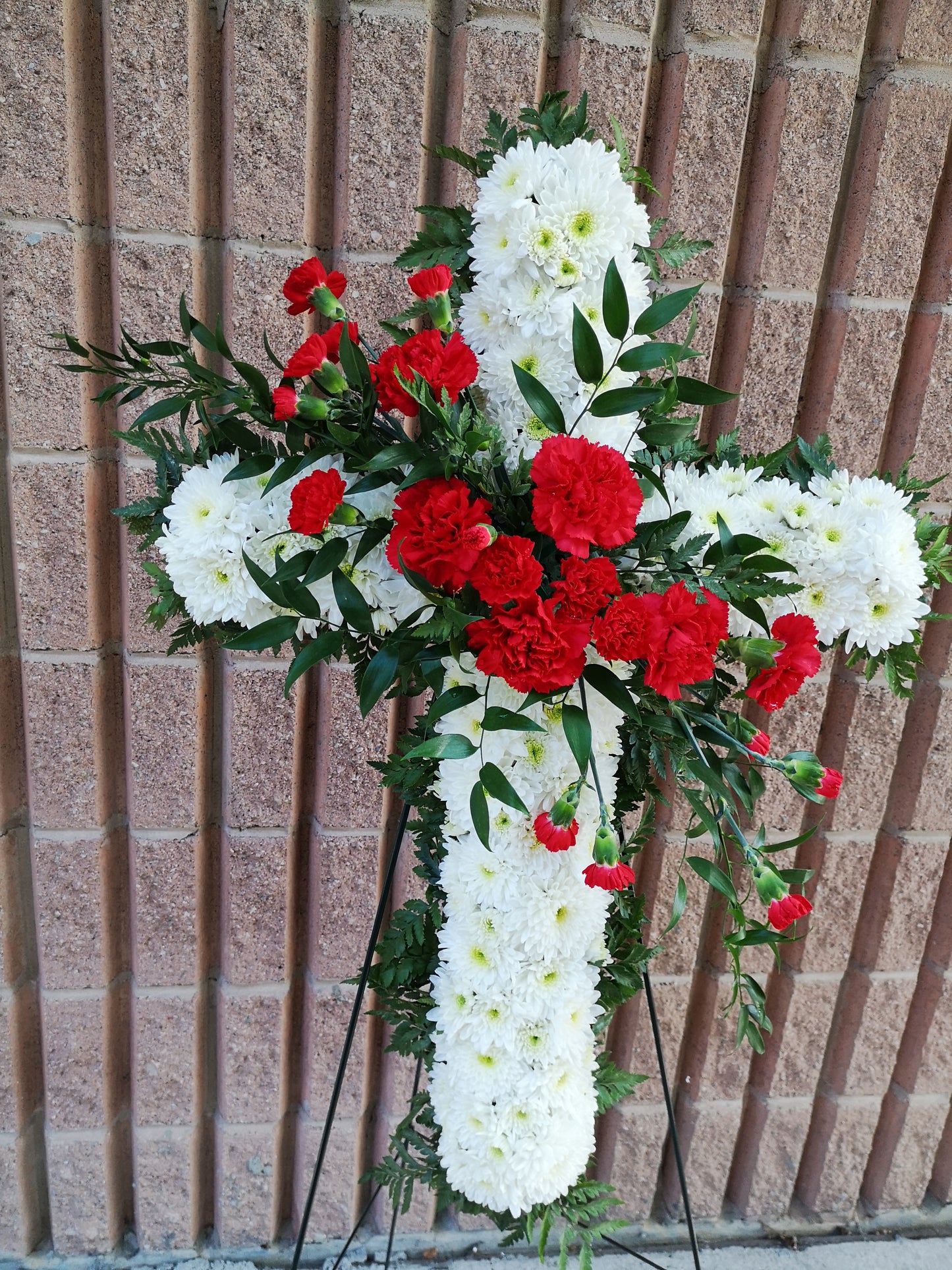 White Cross Standing Spray